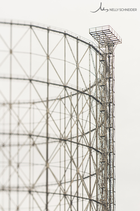 detail of the gasometer in rome italy